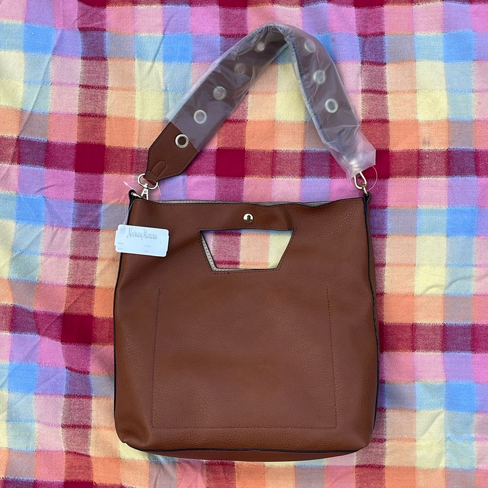 NWT Neiman Marcus Brown Leather Handle Bag